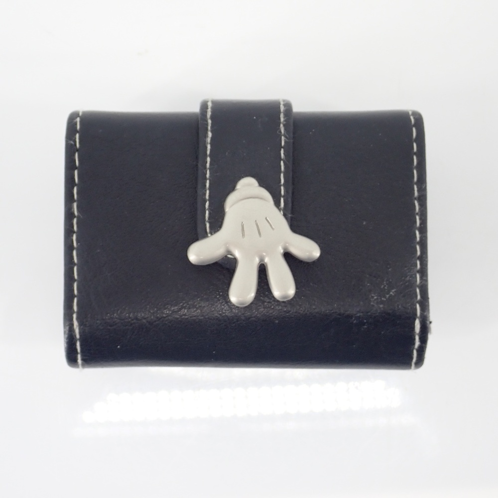 Disney World Black Faux Leather Lipstick Case Travel Holder  Makeup Micky Mouse